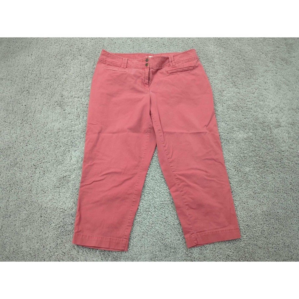Ann Taylor LOFT Capri Pants Womens 14 Red Mid Rise Tapered‎ Stretch Casual